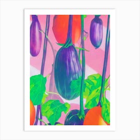 Eggplant Risograph Retro Poster vegetable Art Print