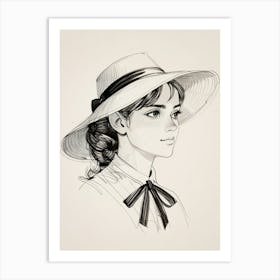 Portrait Of A Girl In A Hat Art Print