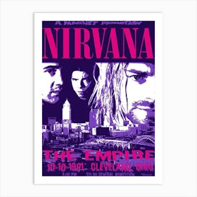 Nirvana Framed Poster October 10 1991 Cleveland Oh Art Print