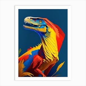 Utahraptor 1 Primary Colours Dinosaur Art Print