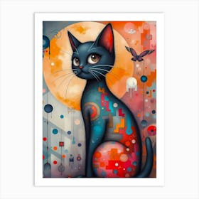 Cosmic Feline Reverie Art Print