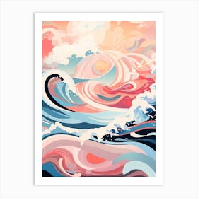 Waves Abstract Geometric Illustration 9 Art Print