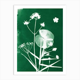 Dark Green Wildflowers Art Print