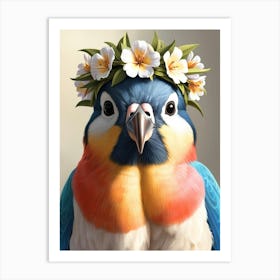 Bird With Flower Crown 2 Art Print