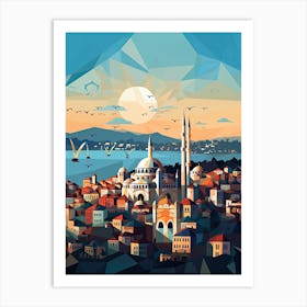 Istanbul, Turkey, Geometric Illustration 1 Art Print