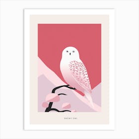 Minimalist Snowy Owl 1 Bird Poster Art Print