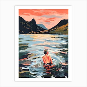 Wild Swimming At Lake District Cumbria 1 Art Print
