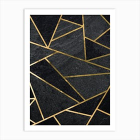 Black And Gold Geometric Pattern - Gold Art deco Art Print