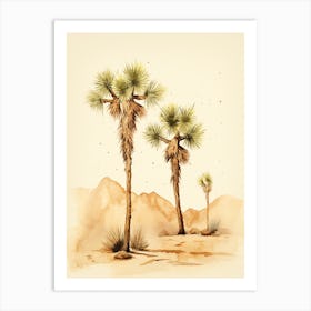  Minimalist Joshua Trees In Mojave Desert Line Art 1 Art Print