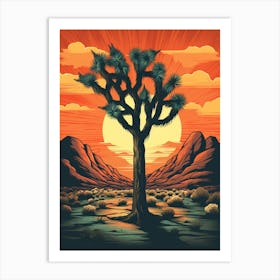  Retro Illustration Of A Joshua Tree At Sunrise 2 Art Print