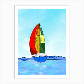 sail in the sea,boat,colorful,ocean,into the water Art Print