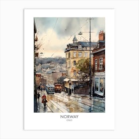 Oslo, Norway 4 Watercolor Travel Poster Art Print