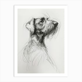 German Wirehaired Pointer Dog Charcoal Line 2 Art Print