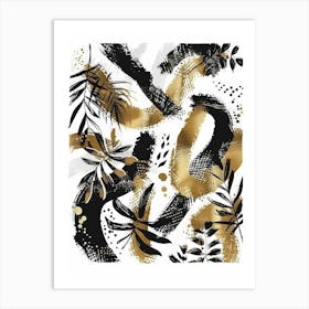 Gold And Black Abstract Painting 57 Art Print