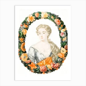 Lady With Wreath Of Flowers Art Print