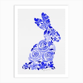 Blue Bunny Watercolor Artwork Art Print