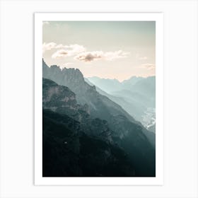 Dolomite Mountains At Sunset Art Print