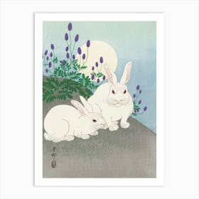 Rabbits At Full Moon, Ohara Koson Art Print