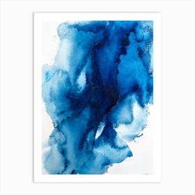 Blue Abstraction, Watercolor Painting on Paper Art Print
