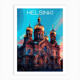 Colourful Helsinki Finland travel poster Art Print Art Print