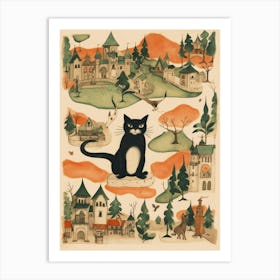 Medieval Cat Illustration  Art Print