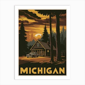 Vintage Travel Poster Michigan Art Print