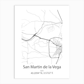 San Martin De La Vega,Spain Minimalist Map Póster