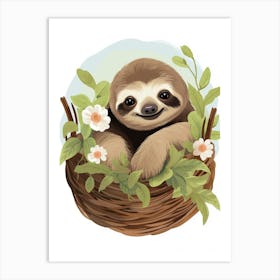 Baby Animal Illustration  Sloth 4 Art Print