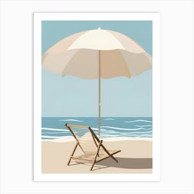 Beach Chair With Umbrella Beach Day Art Print