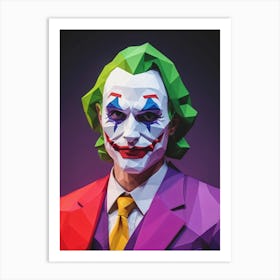 Joker Portrait Low Poly Geometric (20) Art Print