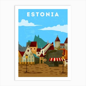 Estonia — Retro travel minimalist poster Art Print