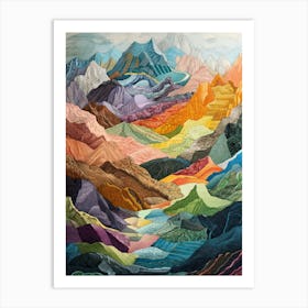 Colourful Mountain Illustration Poster Art Print 4 Art Print