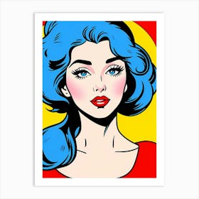 Vivid Visage: A Bold Glimpse into Pop Art Sophistication Pop Girl Art Print