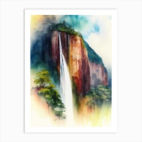 Angel Falls, Venezuela Water Colour  (6) Art Print