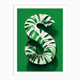 S, Letter, Alphabet Jungle Leaf 3 Art Print