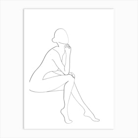 Single Line Drawing Of A Woman 1 Art Print