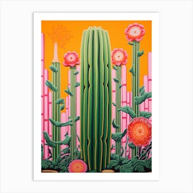 Mexican Style Cactus Illustration Organ Pipe Cactus 4 Art Print