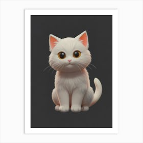 White Cat With Big Eyes Art Print