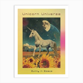 Unicorn In Space Sunflower Field Collage Poster Art Print