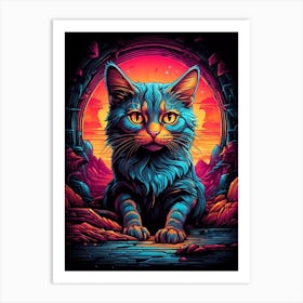 Psychedelic Cat 3 Art Print