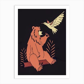 Bear And Hummingbird Art Print