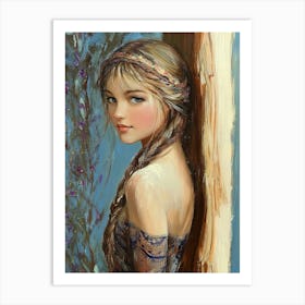 Beautiful Girl With Braids Art Print