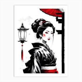 Traditional Japanese Art Style Geisha Girl 10 Art Print