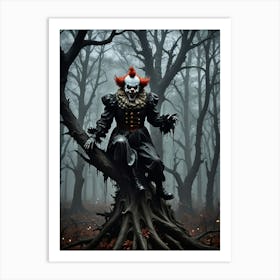 Crazy Clown In The Woods Art Print