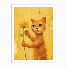 Cat With A Flower Art Print