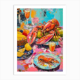 Kitsch Lobster Banquet Painting 3 Art Print