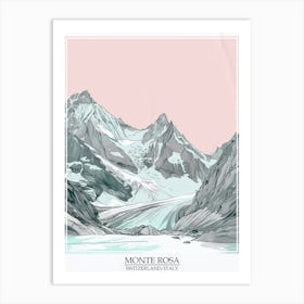 Monte Rosa Switzerland Italy Color Line Drawing 6 Poster Art Print