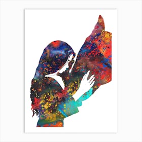 Girl With A Horse Watercolor 1 Art Print