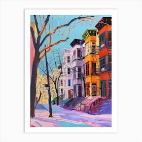 Kingsbridge New York Colourful Silkscreen Illustration 4 Art Print