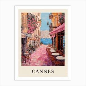 Cannes France 2 Vintage Pink Travel Illustration Poster Art Print
